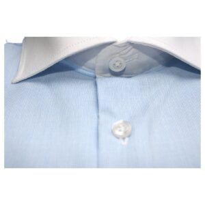 Camisa Mil Rayas Celeste Cuello Blanco